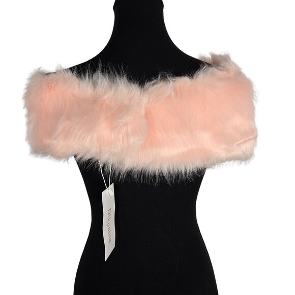 NWT | Pastel Pink Faux Fur Collar Stole Shrug Neck Wrap Scarf | One Size - Picture 2 of 2